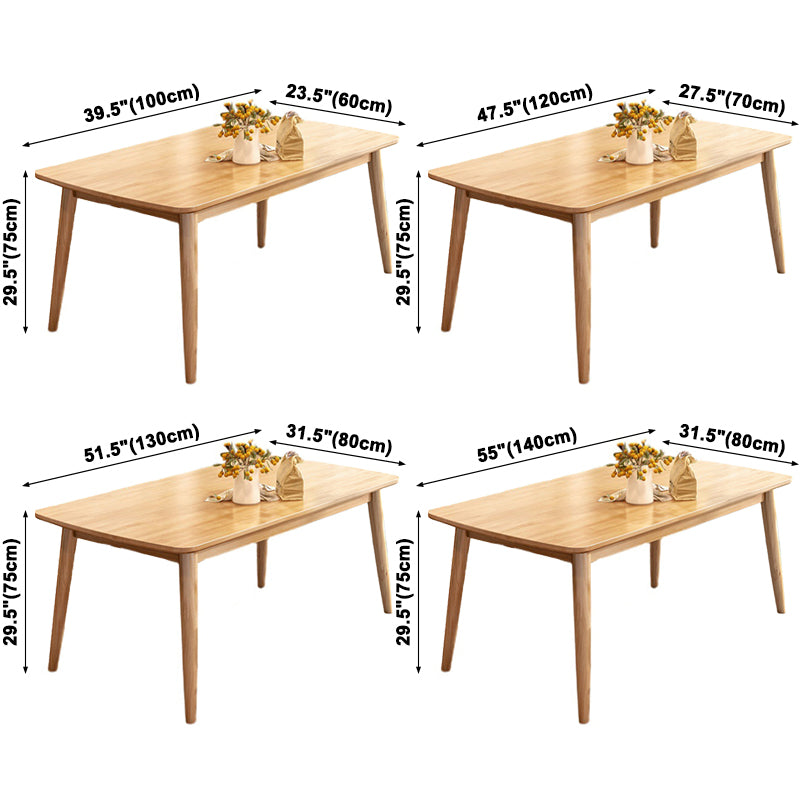 Rectangular Modern Solid Wood Dining Table Natural Finish Dining Furniture with Four-leg