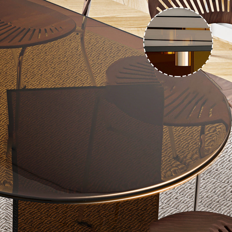 Mesa de comedor de vidrio templado contemporáneo Mesa de comedor de pedestal doble para cenar