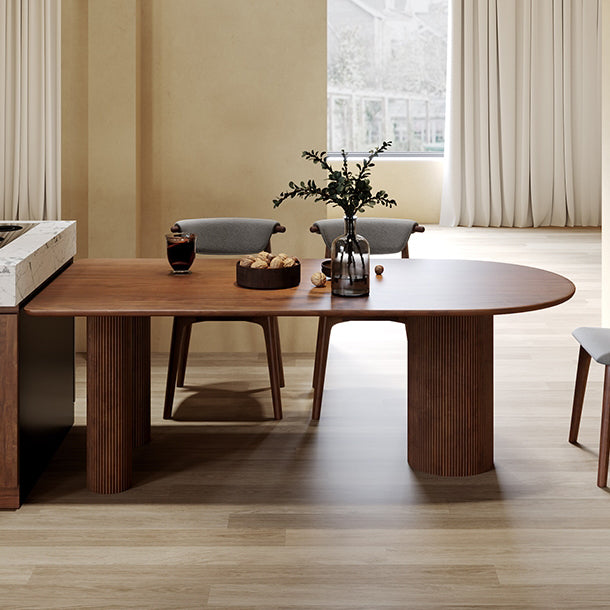 Mesa de comedor contemporánea mesa de madera maciza con 3 patas para cenar