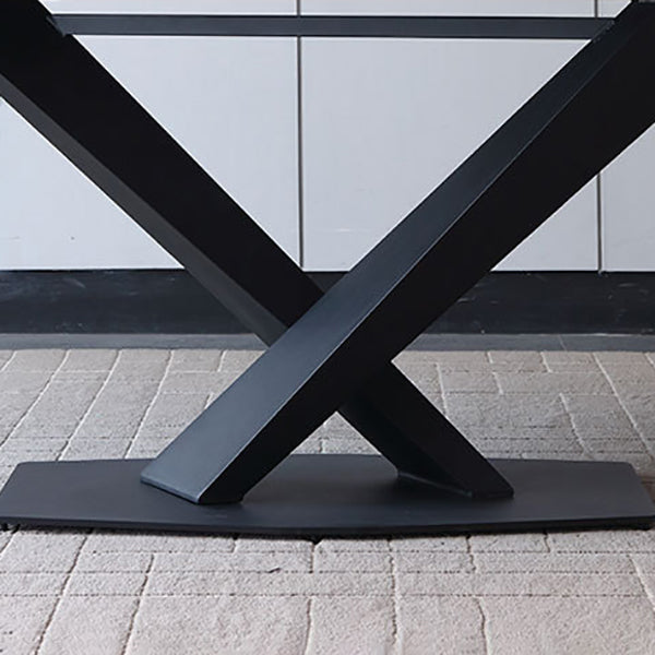 Modern Style Sintered Stone Dining Table Gray Rectangle Table with Pedestal