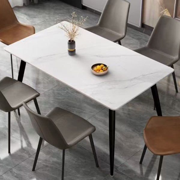 Meubles modernes en pierre frittée de table à manger de rectangle avec la base métallique