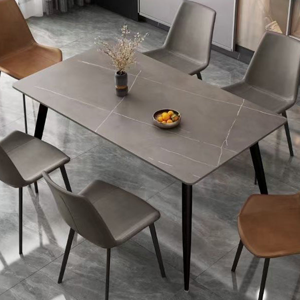Meubles modernes en pierre frittée de table à manger de rectangle avec la base métallique