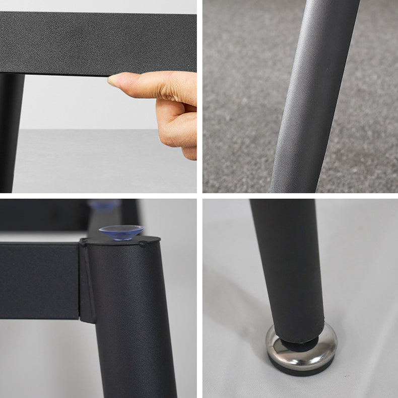 Meubles modernes en pierre frittée de table à manger de rectangle avec la base métallique