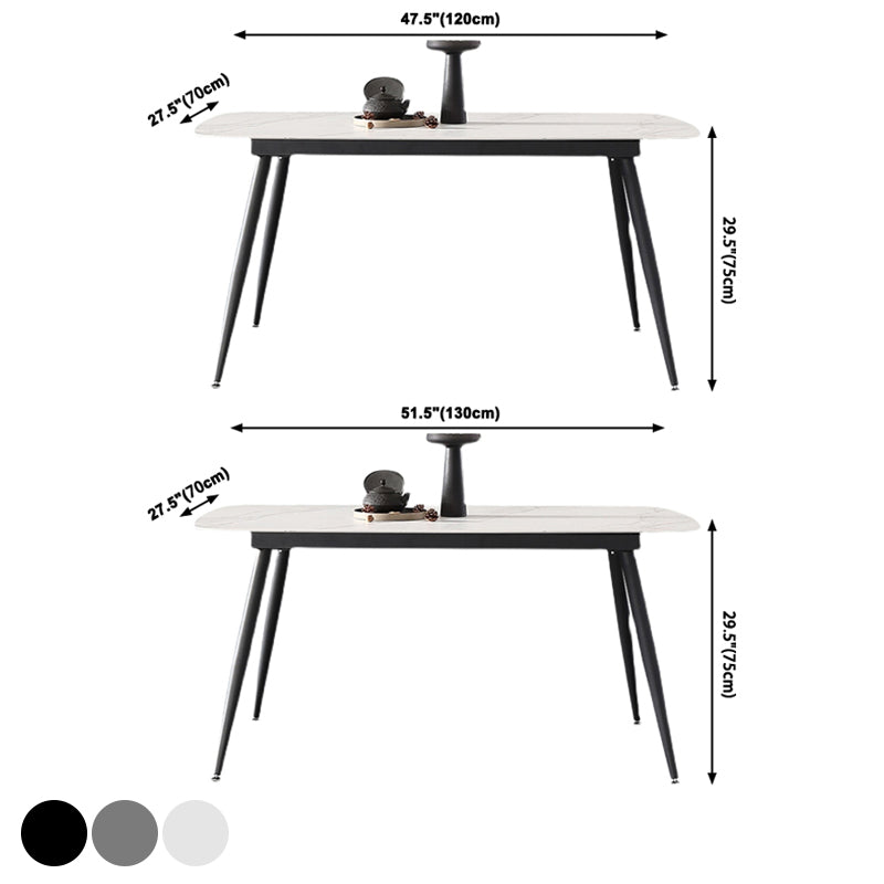 Meubles modernes en pierre frittée de table à manger de rectangle avec la base métallique