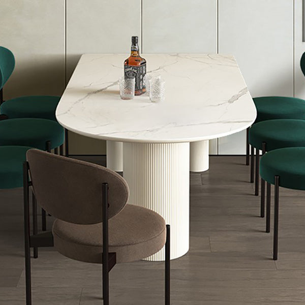 Eigentijdse eettafel Gesinterde stenen eettafel met 3 witte poten om te dineren