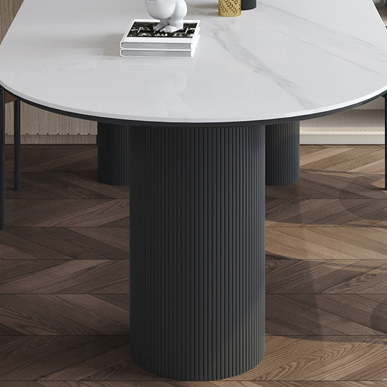 Eigentijdse eettafel Gesinterde stenen eettafel met 3 witte poten om te dineren