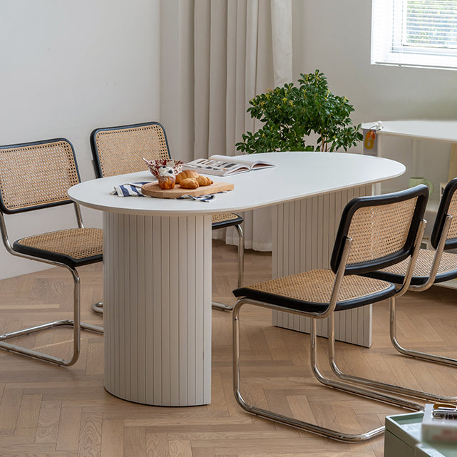 Solid Wood Contemporary Free Form Dining Table Marble Top Table for Dining Room