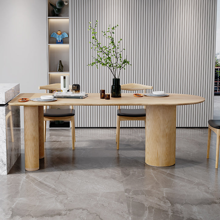 Contemporary Dining Table Pine Solid Wood Table with 3 Legs for Kitchen Dinner Dining Room
