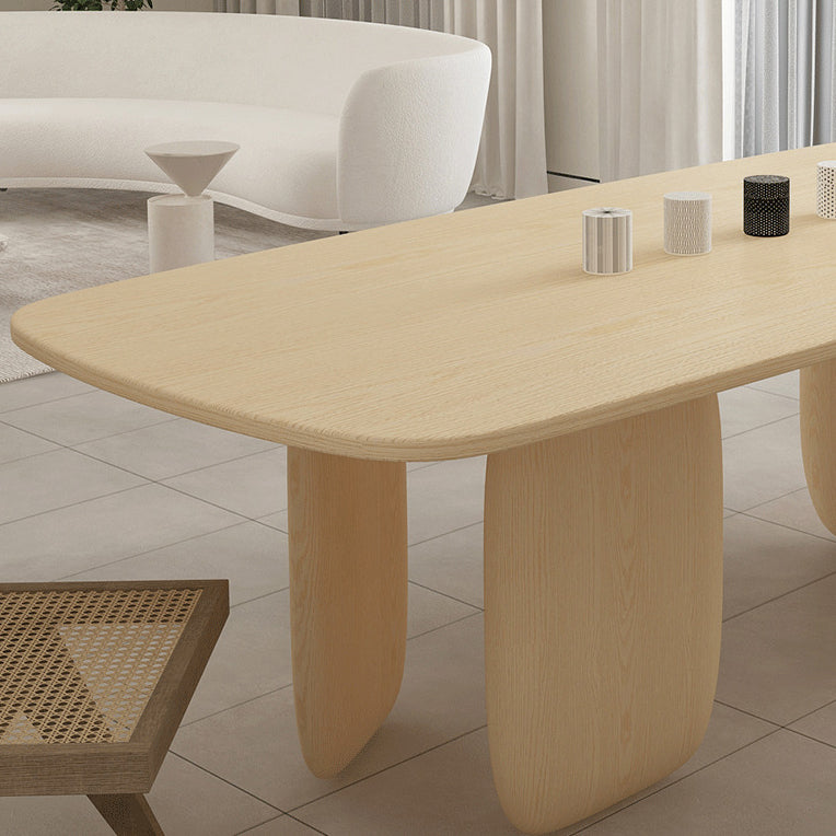 Solid Wood Rectangle Dining Table Modern Contemporary Kitchen Wood Table with 3 Legs