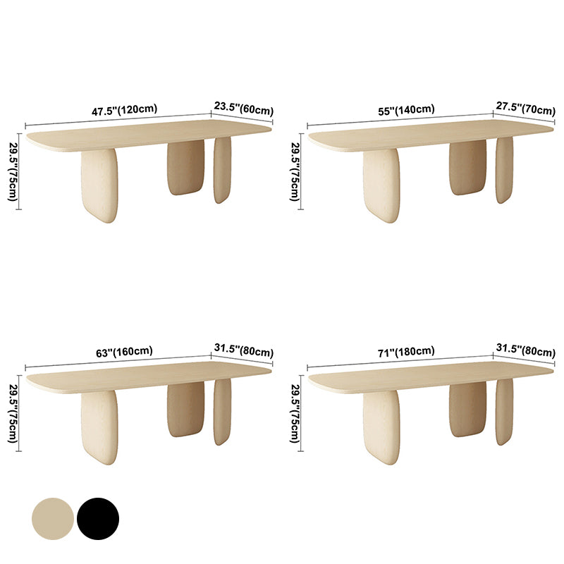 Solid Wood Rectangle Dining Table Modern Contemporary Kitchen Wood Table with 3 Legs