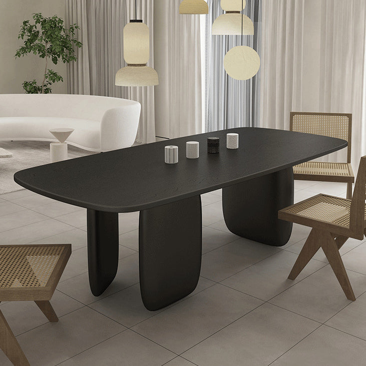 Solid Wood Rectangle Dining Table Modern Contemporary Kitchen Wood Table with 3 Legs