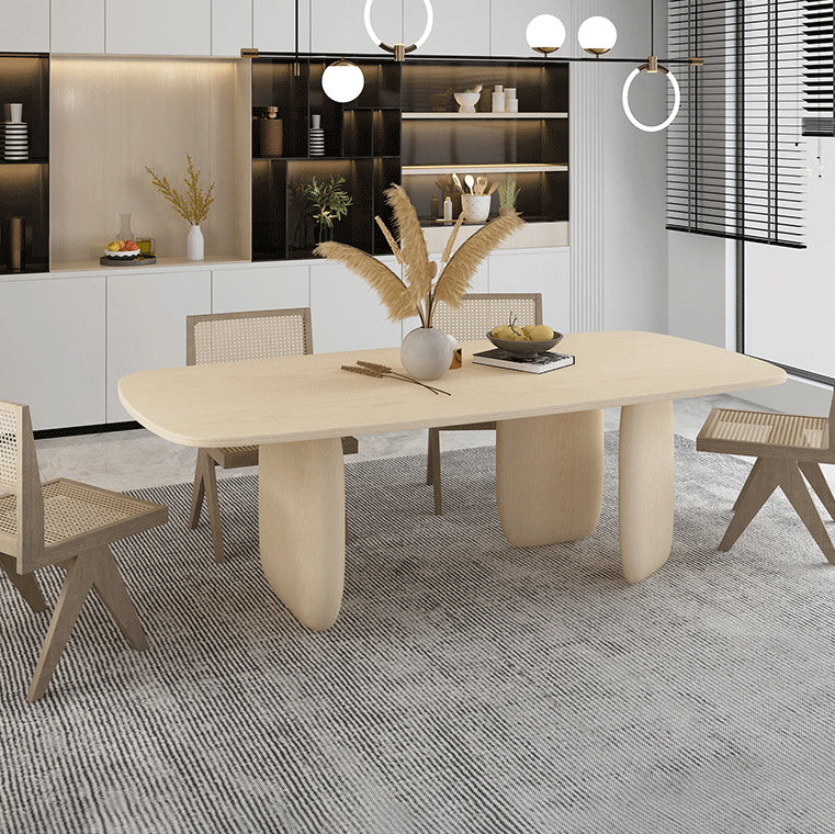 Solid Wood Rectangle Dining Table Modern Contemporary Kitchen Wood Table with 3 Legs