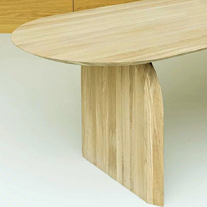 Oval Solid Wood Brown Tone Dining Table Simplicity Double Pedestal Table for Dining Room