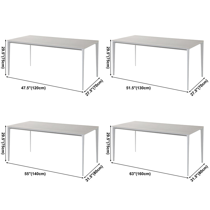 Contemporary Sintered Stone Top White Dining Table Rectangle Shape Dining Table with 4 Legs Base