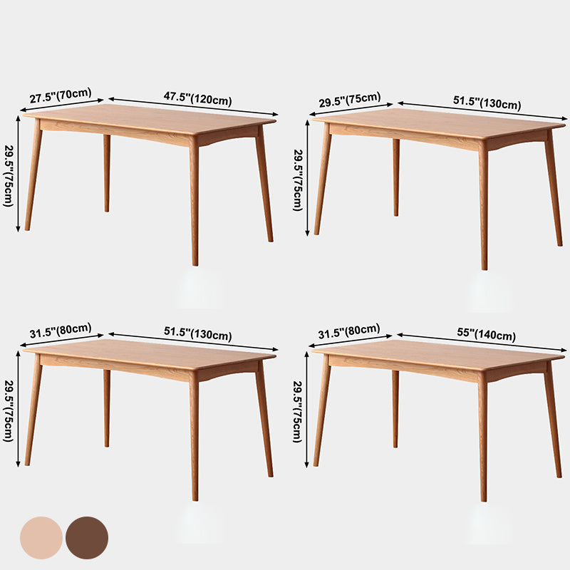 Table à manger rectangle de style contemporain table en bois massif avec 4 pieds