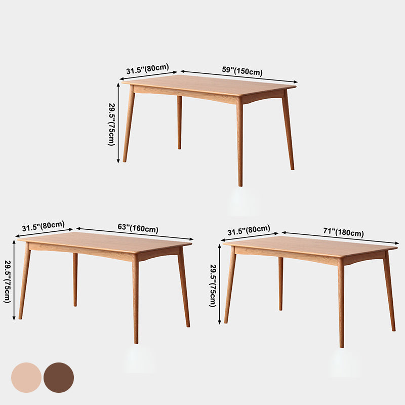Table à manger rectangle de style contemporain table en bois massif avec 4 pieds