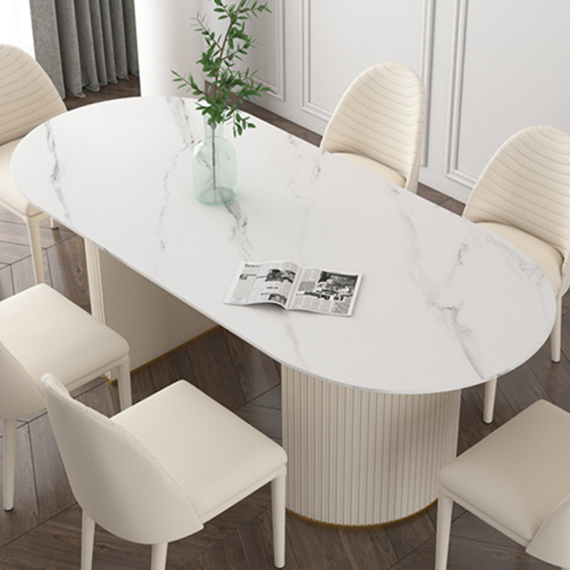 Metal Modern Oval Dining Table Sintered Stone Table for Dining Room and Kitchen