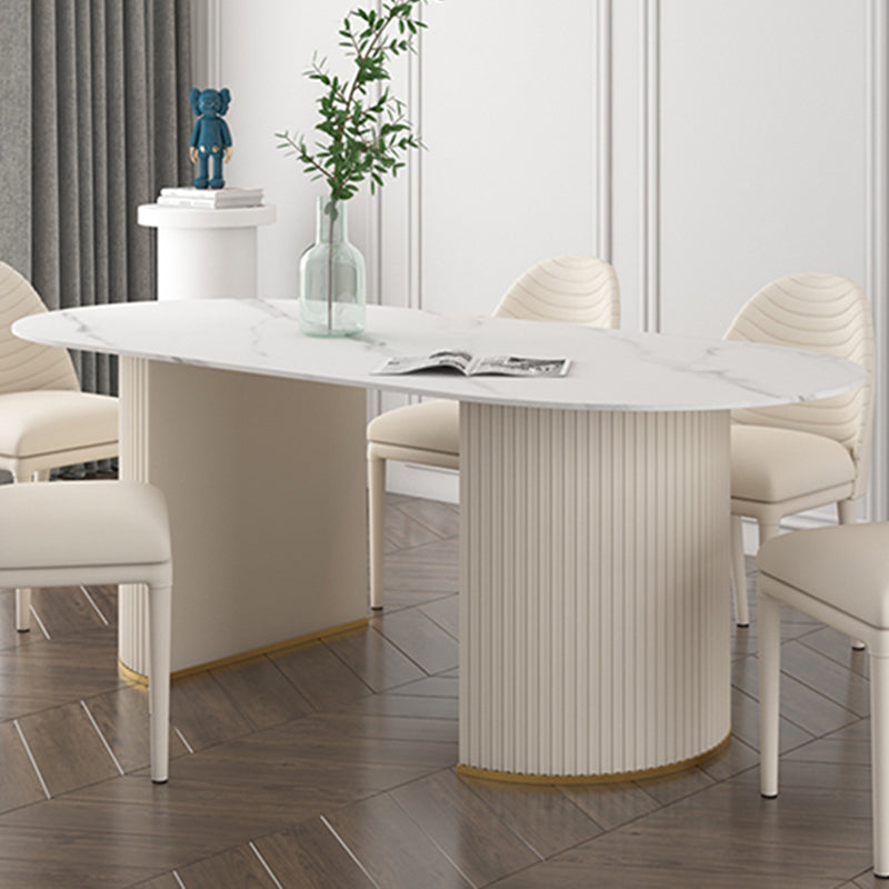 Metal Modern Oval Dining Table Sintered Stone Table for Dining Room and Kitchen