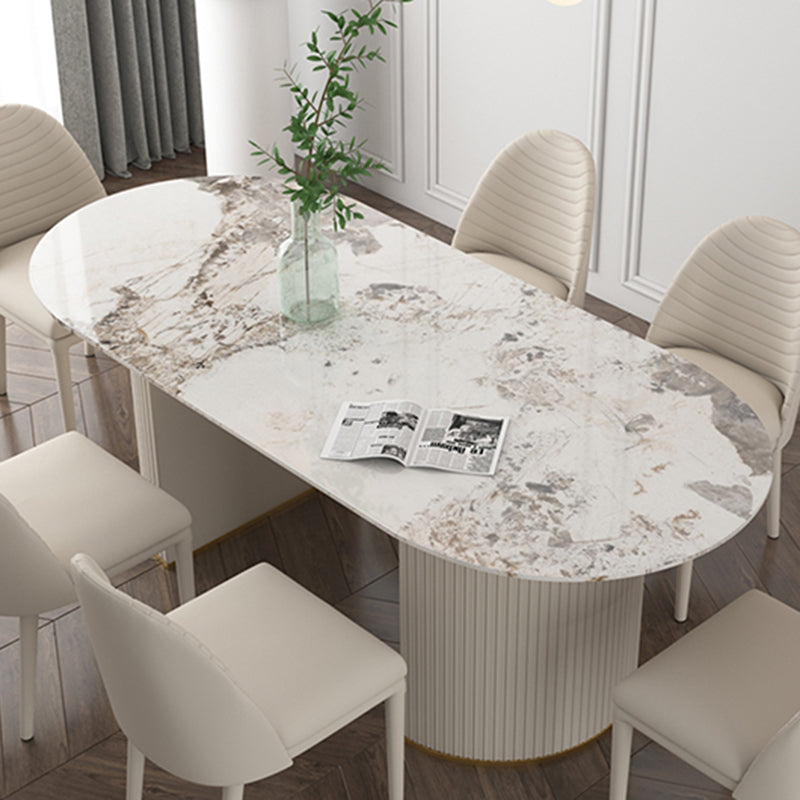 Metal Modern Oval Dining Table Sintered Stone Table for Dining Room and Kitchen