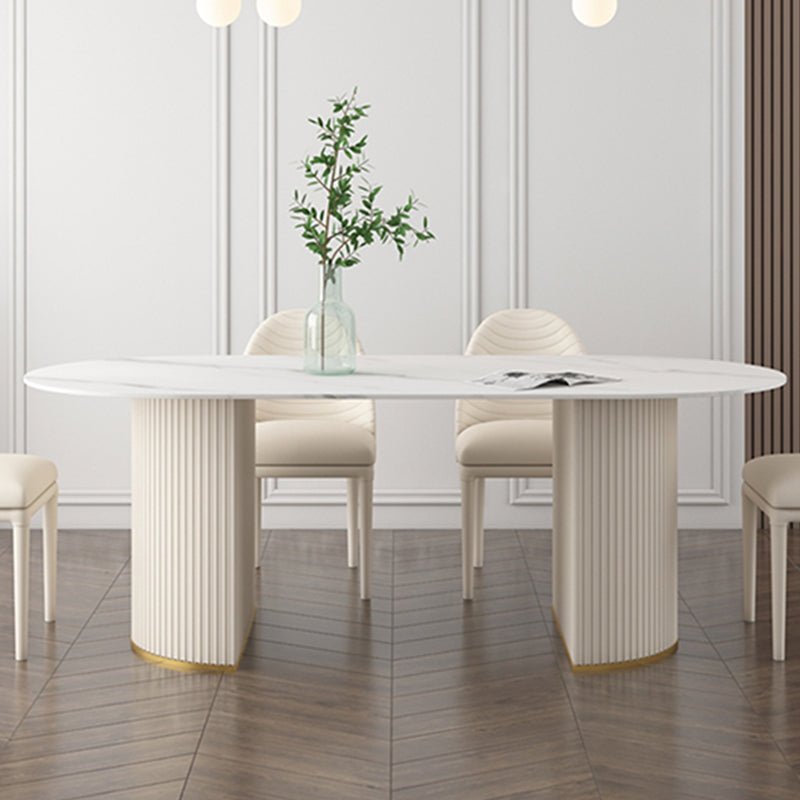 Metal Modern Oval Dining Table Sintered Stone Table for Dining Room and Kitchen