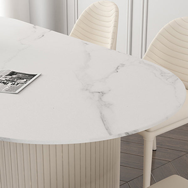Metal Modern Oval Dining Table Sintered Stone Table for Dining Room and Kitchen