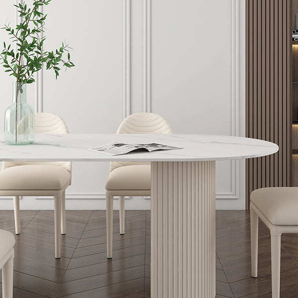 Metal Modern Oval Dining Table Sintered Stone Table for Dining Room and Kitchen