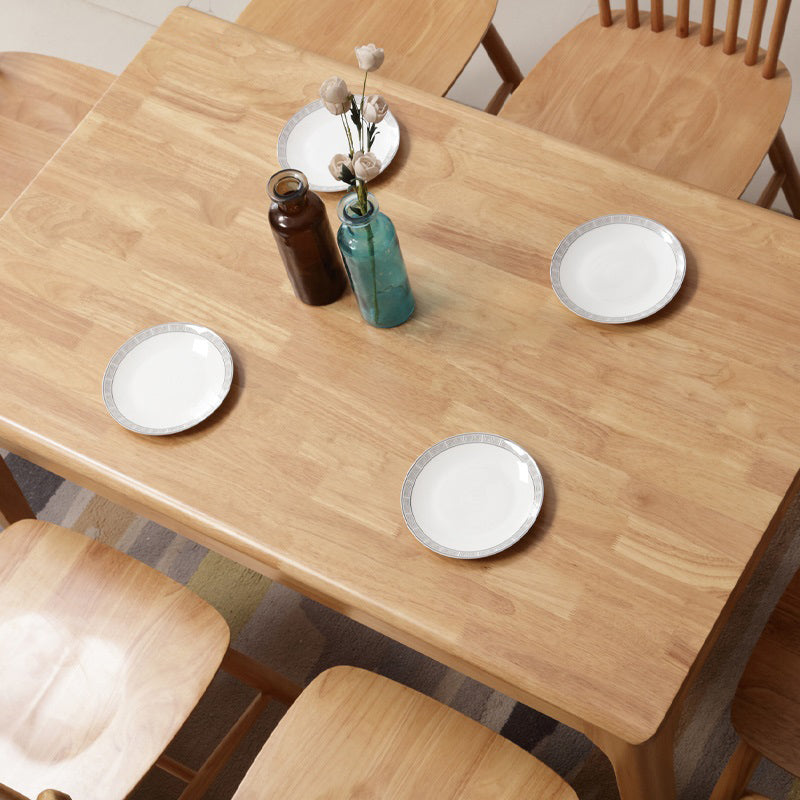Tavolo da pranzo rettangolare contemporaneo tavolo in legno massiccio di gomma con 4 gambe