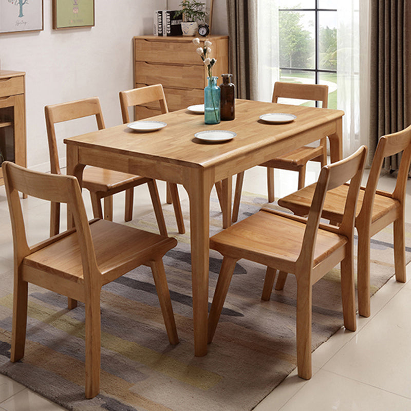 Tavolo da pranzo rettangolare contemporaneo tavolo in legno massiccio di gomma con 4 gambe