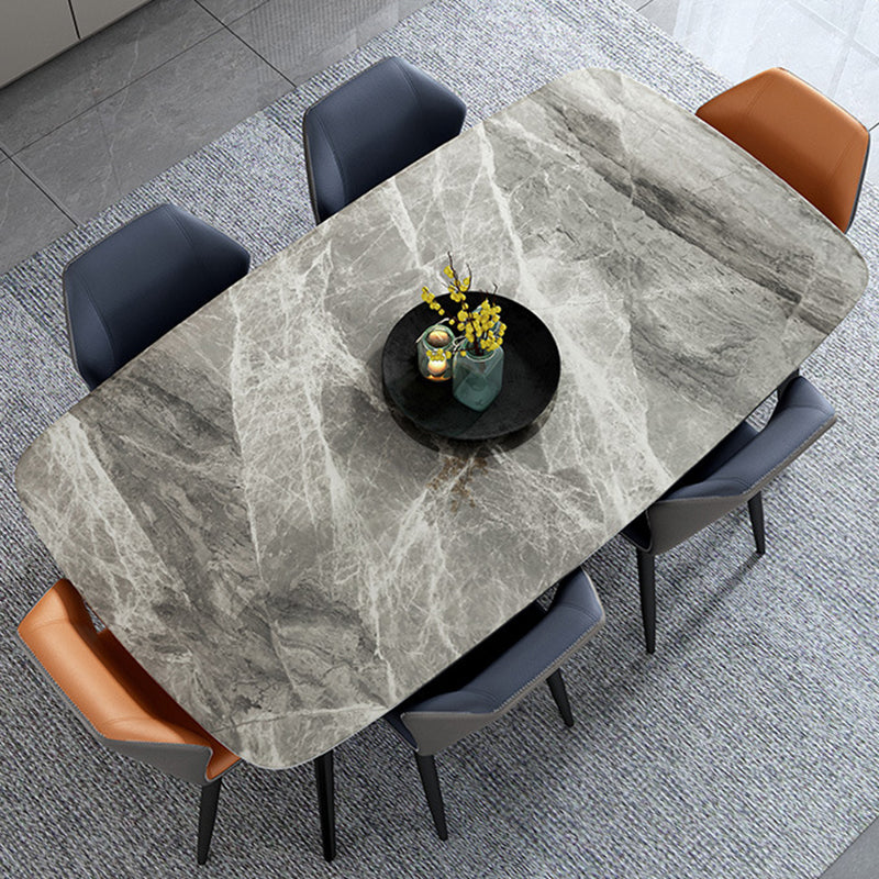 Mesa de comedor de piedra sinterizada de estilo moderno mesa gris rectangular con 4 patas para el hogar