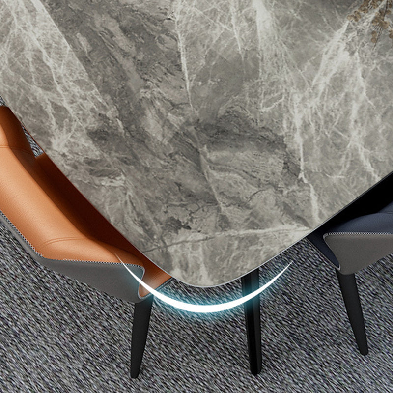 Mesa de comedor de piedra sinterizada de estilo moderno mesa gris rectangular con 4 patas para el hogar