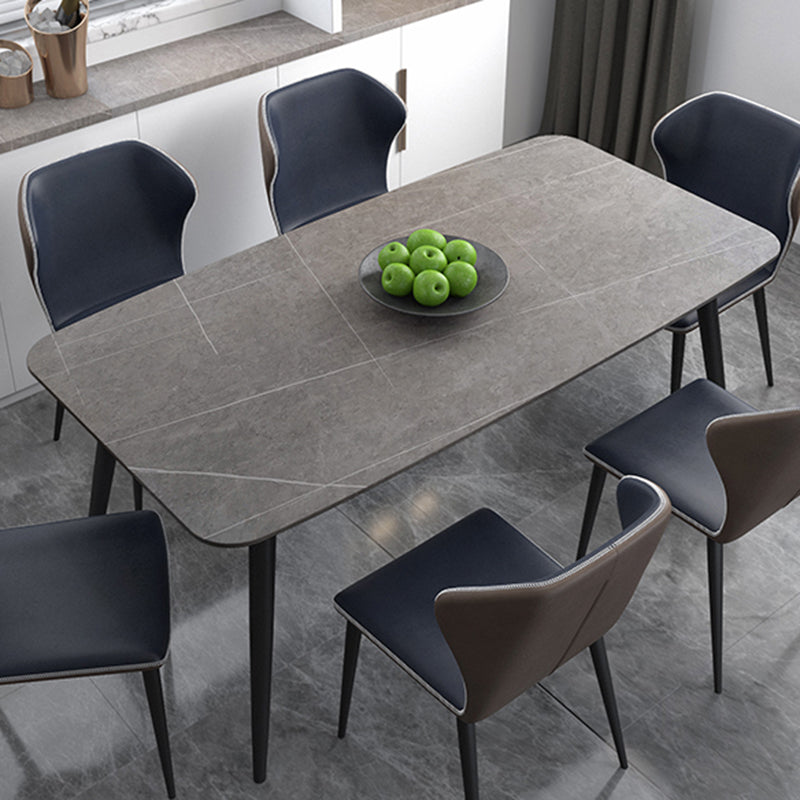 Metal Modern Rectangular Table Sintered Stone Table for Dining Room and Kitchen