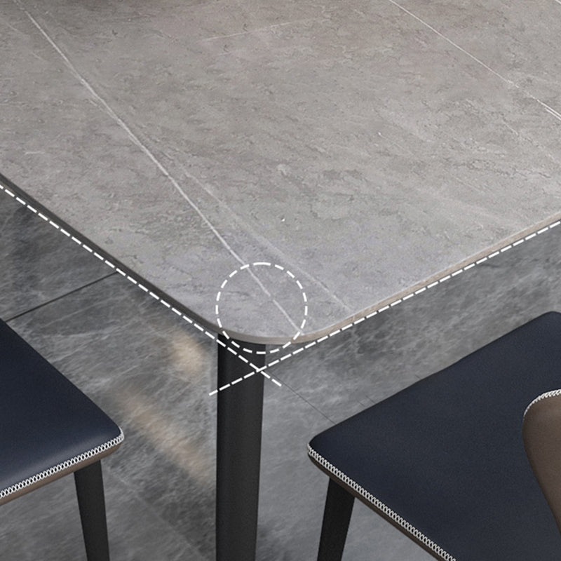 Metal Modern Rectangular Table Sintered Stone Table for Dining Room and Kitchen