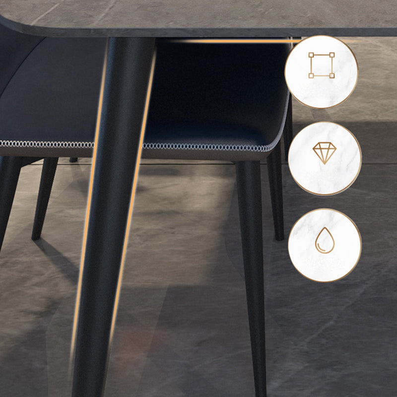 Metal Modern Rectangular Table Sintered Stone Table for Dining Room and Kitchen