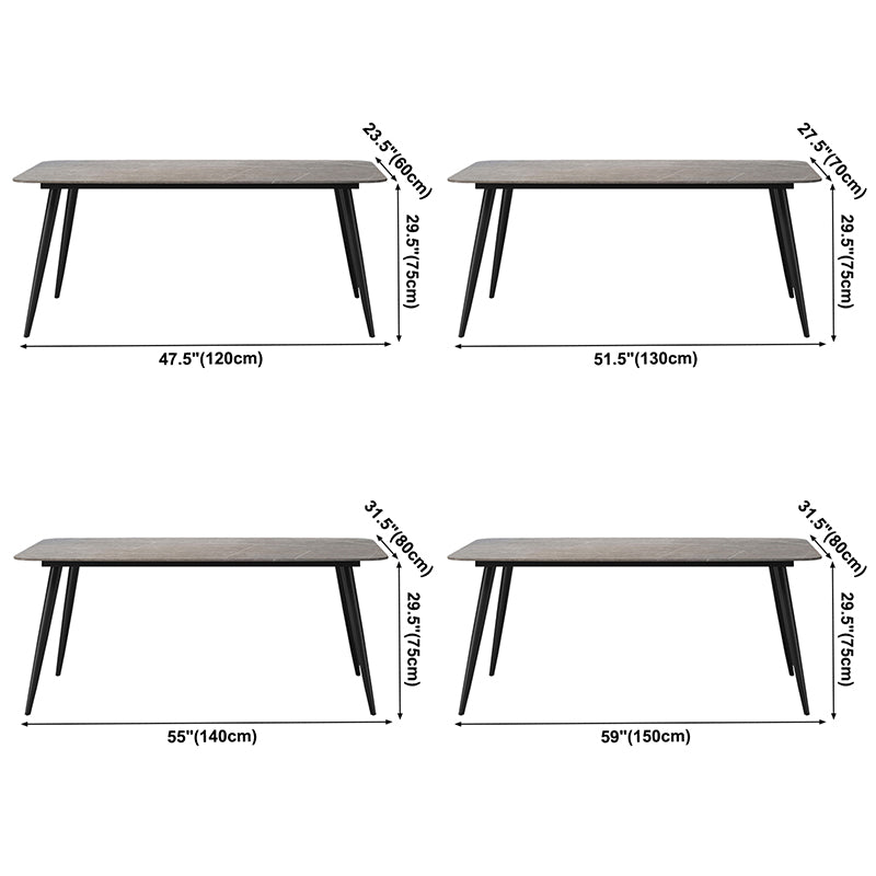 Metal Modern Rectangular Table Sintered Stone Table for Dining Room and Kitchen
