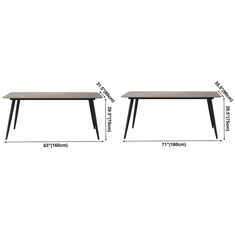 Metal Modern Rectangular Table Sintered Stone Table for Dining Room and Kitchen