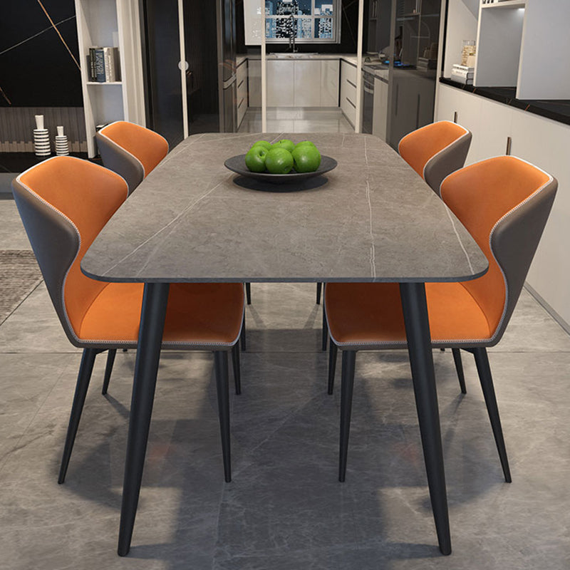 Metal Modern Rectangular Table Sintered Stone Table for Dining Room and Kitchen