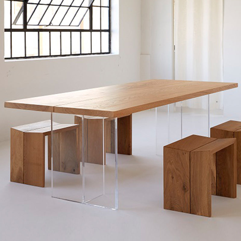 Double Pedestal Dining Table Simple Style Pine Solid Wood Dining Site Table