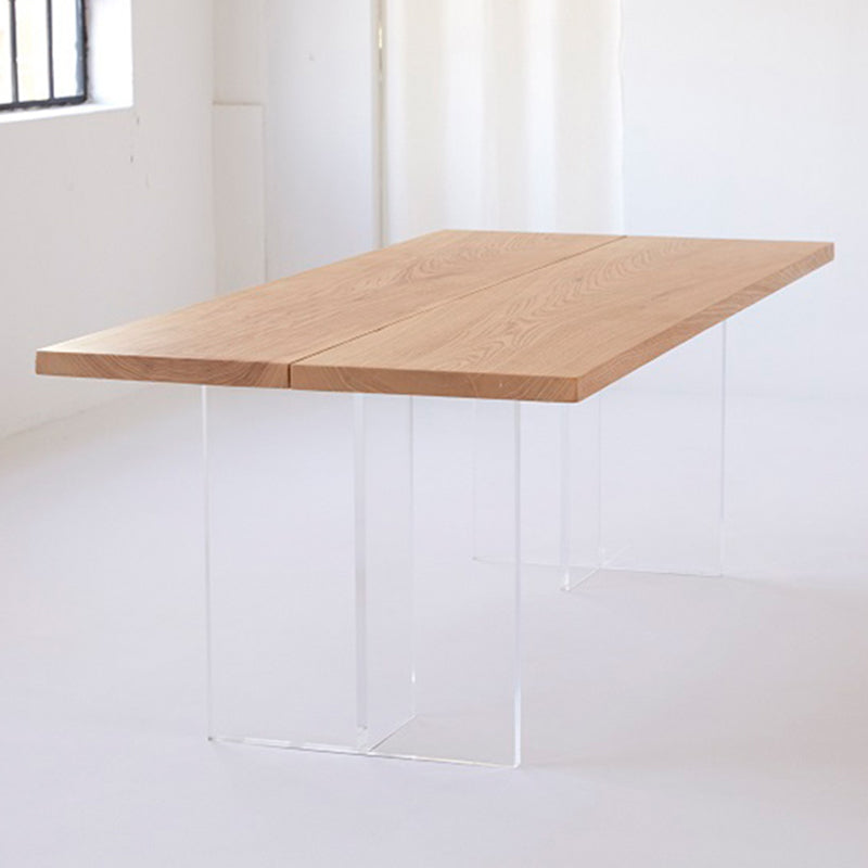Double Pedestal Dining Table Simple Style Pine Solid Wood Dining Site Table