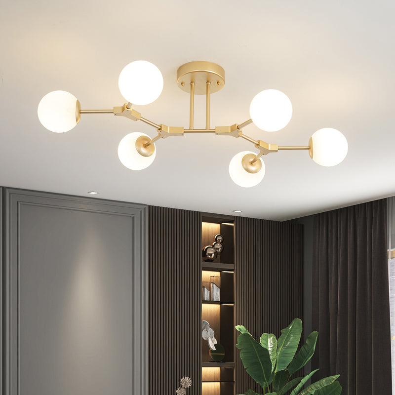 Glass Starburst Ceiling Mount Light Fixture Simplicity Style Gold Ceiling Flush Mount