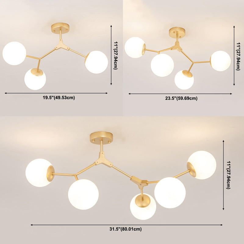 Glass Starburst Ceiling Mount Light Fixture Simplicity Style Gold Ceiling Flush Mount