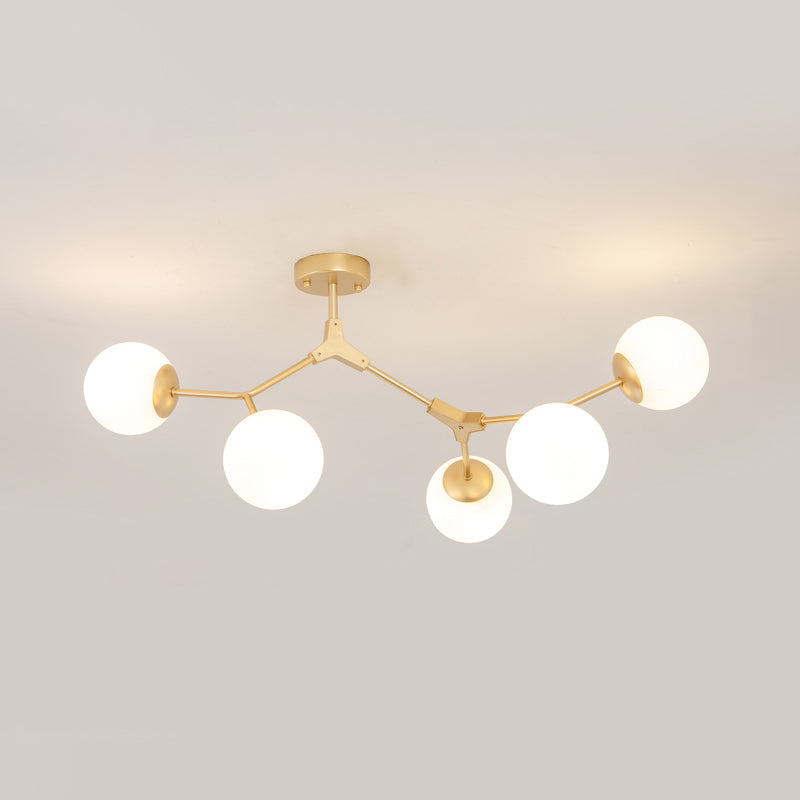 Glass Starburst Ceiling Mount Light Fixture Simplicity Style Gold Ceiling Flush Mount