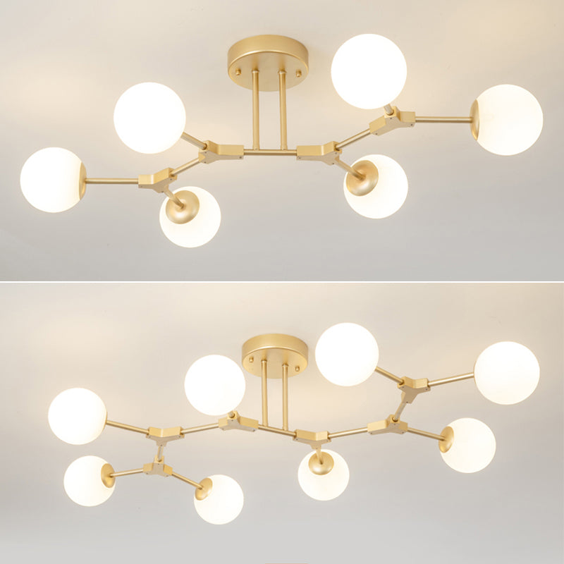 Glass Starburst Ceiling Mount Light Fixture Simplicity Style Gold Ceiling Flush Mount