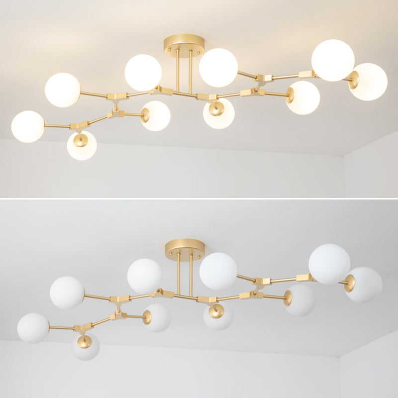 Glass Starburst Ceiling Mount Light Fixture Simplicity Style Gold Ceiling Flush Mount