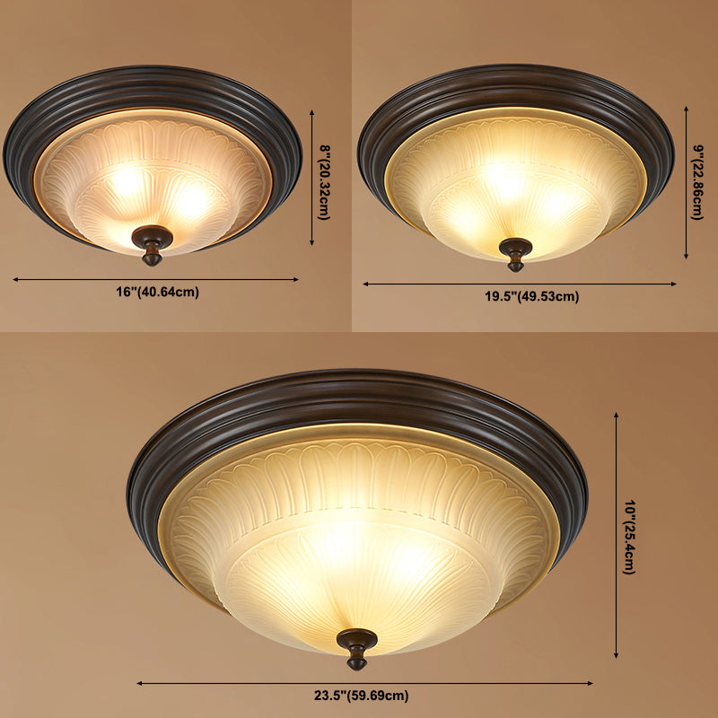 20" Wide Classic Bowl Flush Mount with Glass Shade Bronze Flush Ceiling Light for Bedroom