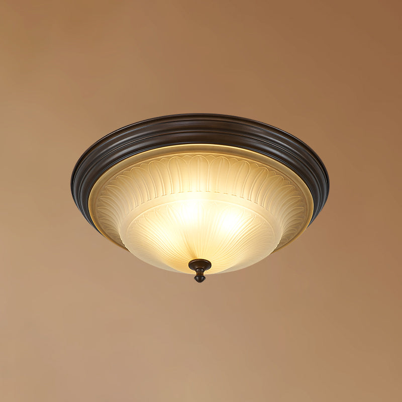 20" Wide Classic Bowl Flush Mount with Glass Shade Bronze Flush Ceiling Light for Bedroom