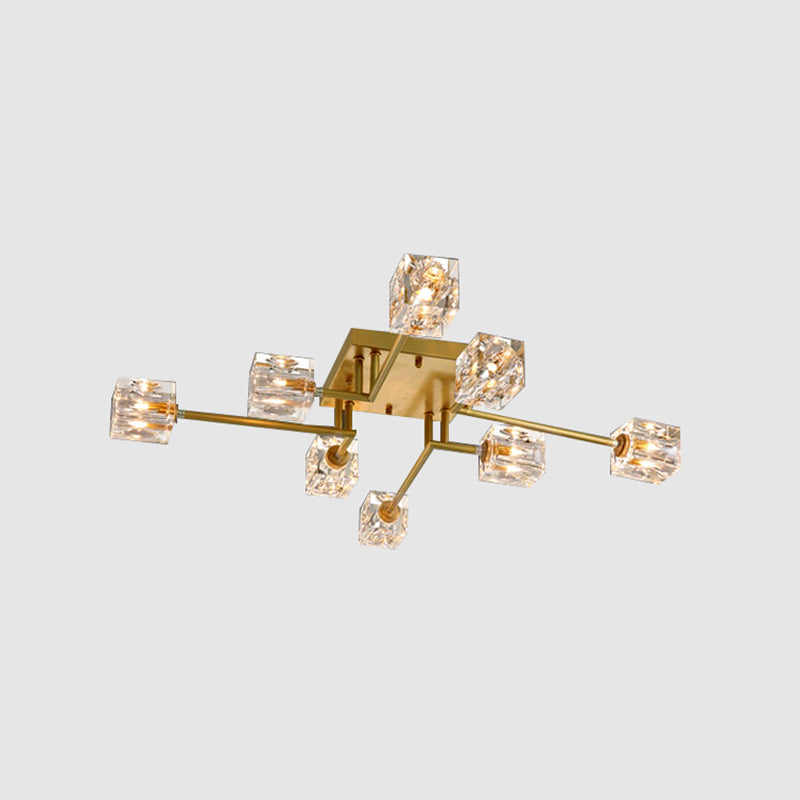 Crystal Sputnik Semi Flush Mount Lighting Simple Style Semi Flush Ceiling Light Fixture