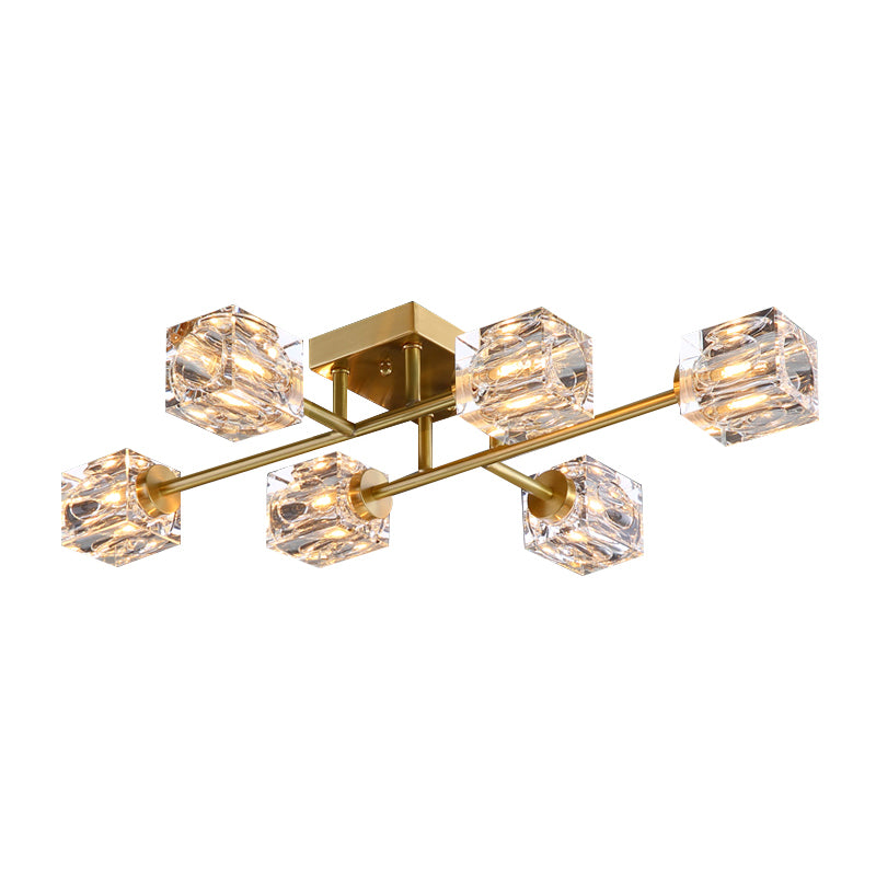 Crystal Sputnik Semi Flush Mount Lighting Simple Style Semi Flush Ceiling Light Fixture