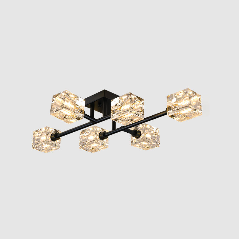 Crystal Sputnik Semi Flush Mount Lighting Simple Style Semi Flush Ceiling Light Fixture