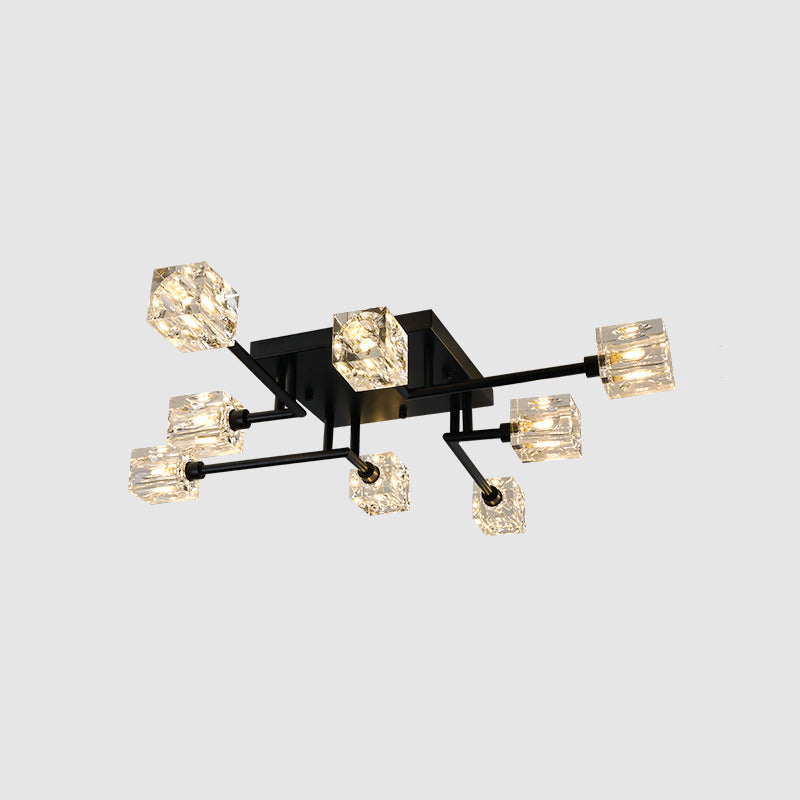 Crystal Sputnik Semi Flush Mount Lighting Simple Style Semi Flush Ceiling Light Fixture