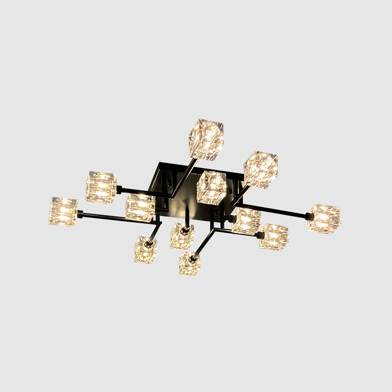 Crystal Sputnik Semi Flush Mount Lighting Simple Style Semi Flush Ceiling Light Fixture